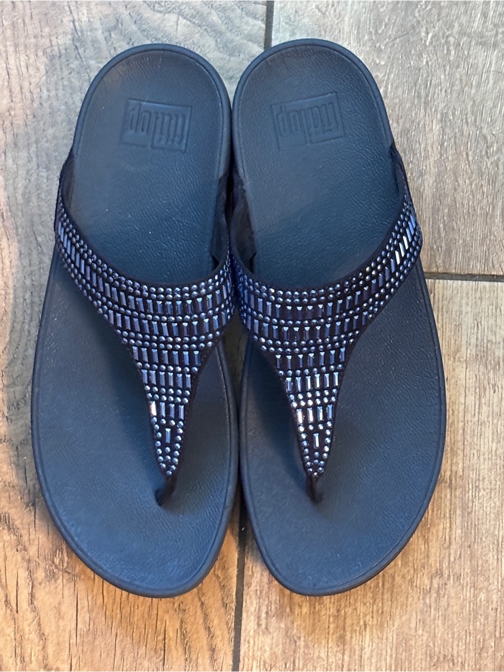 Fitflop Black Beaded Thong Sandals